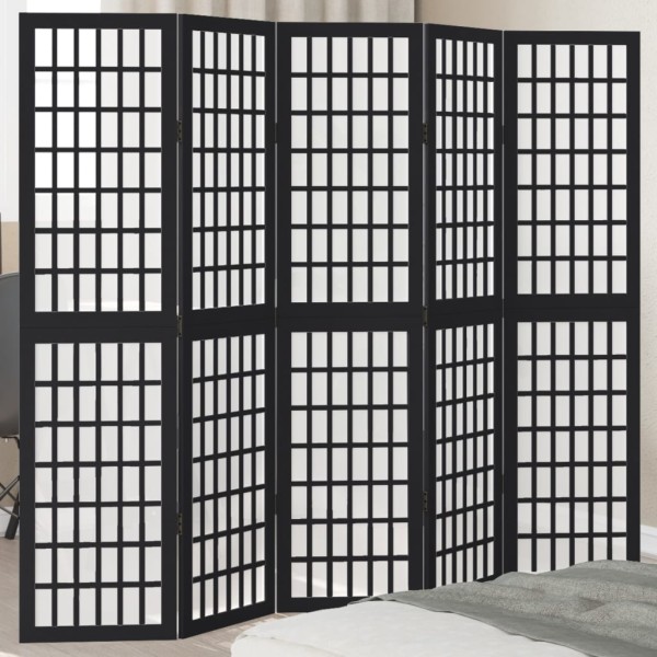 Room divider, 5 segments, black, paulownia massif