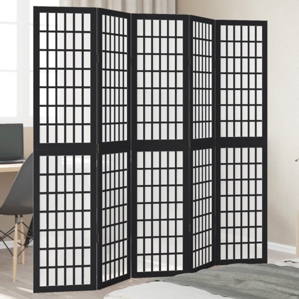 Room divider, 5 segments, black, paulownia massif