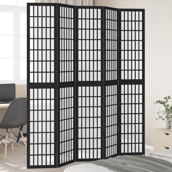Room divider, 5 segments, black, paulownia massif