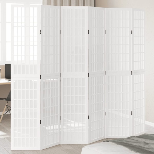 Room partition, 6 segments, white, paulownia wood