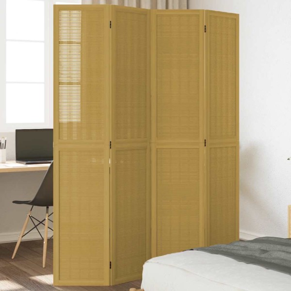 Room divider, 4 segments, brown, paulownia massif