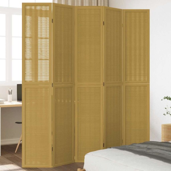 Room divider, 5 segments, brown, paulownia massif