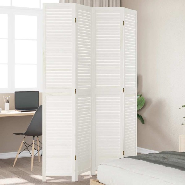 Room divider, 4 segments, white, paulownia massif