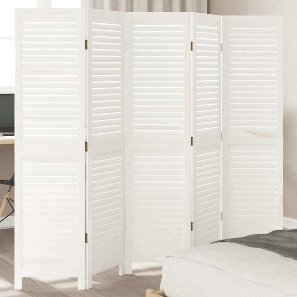 Room divider, 5 segments, white, paulownia massif