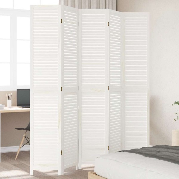 Room divider, 5 segments, white, paulownia massif