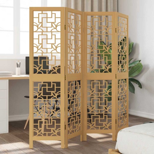 Room divider, 4 segments, brown, paulownia massif