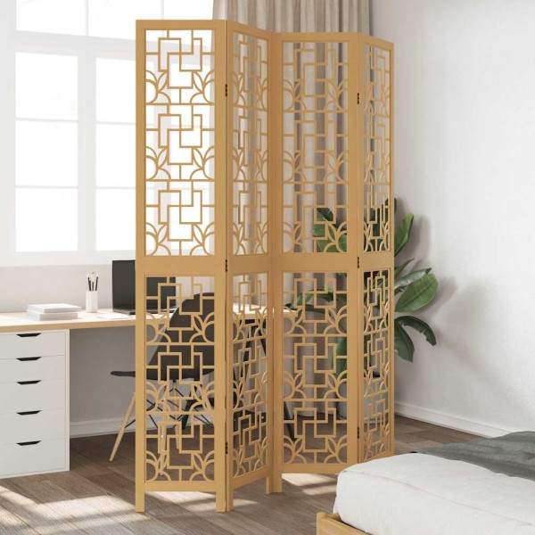 Room divider, 4 segments, brown, paulownia massif