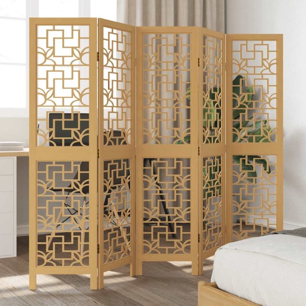 Room divider, 5 segments, brown, paulownia massif
