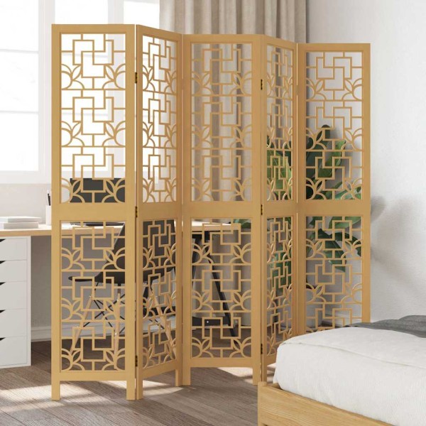 Room divider, 5 segments, brown, paulownia massif