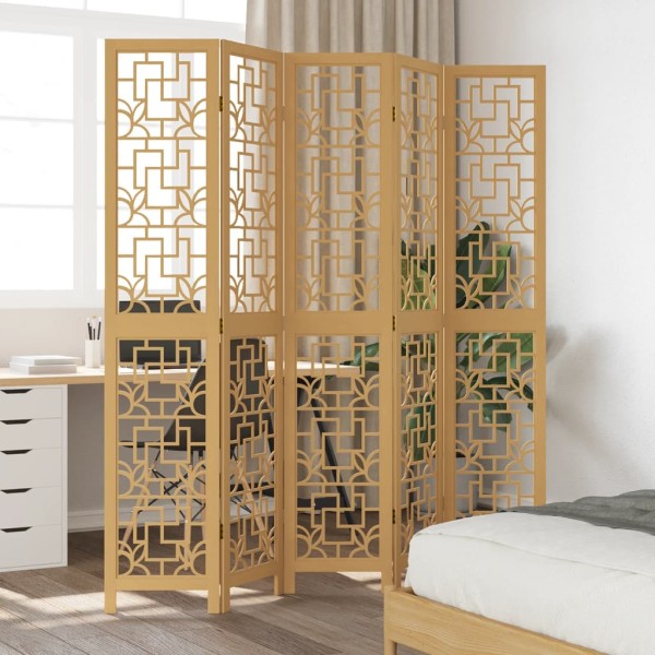Room divider, 5 segments, brown, paulownia massif