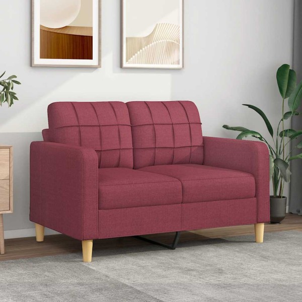 Double sofa, red wine color, 120cm, fabric
