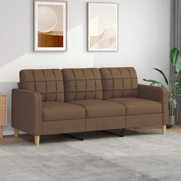 Three-seater sofa, brown, 180cm, fabric