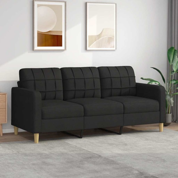 Three-seater sofa, black, 180cm, fabric