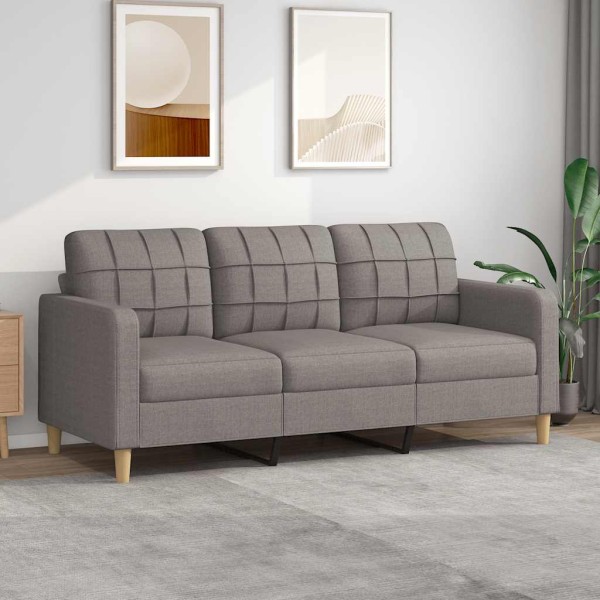 Three-seater sofa, taupe color, 180cm, fabric