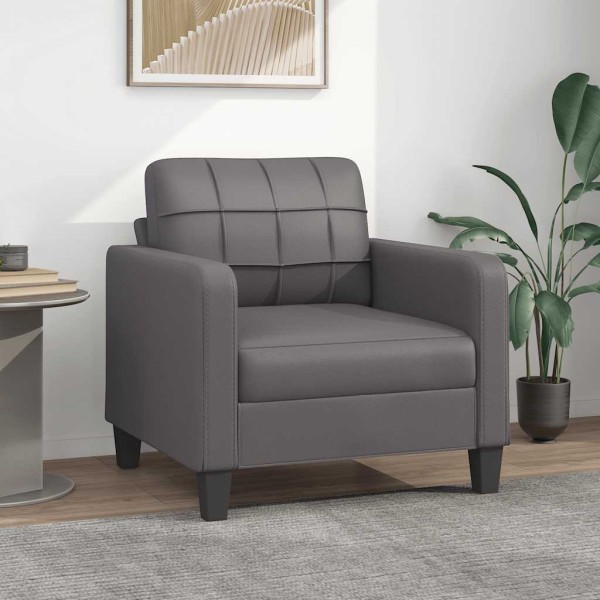 Armchair, gray, 60cm, artificial leather