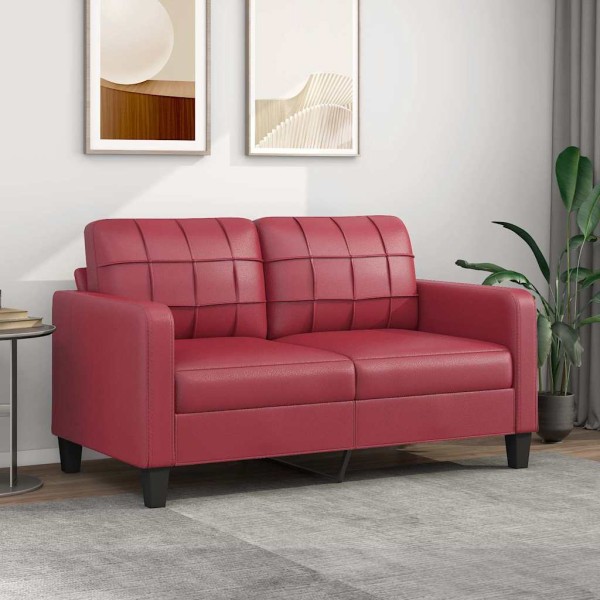 Double sofa, red wine color, 140cm, artificial leather
