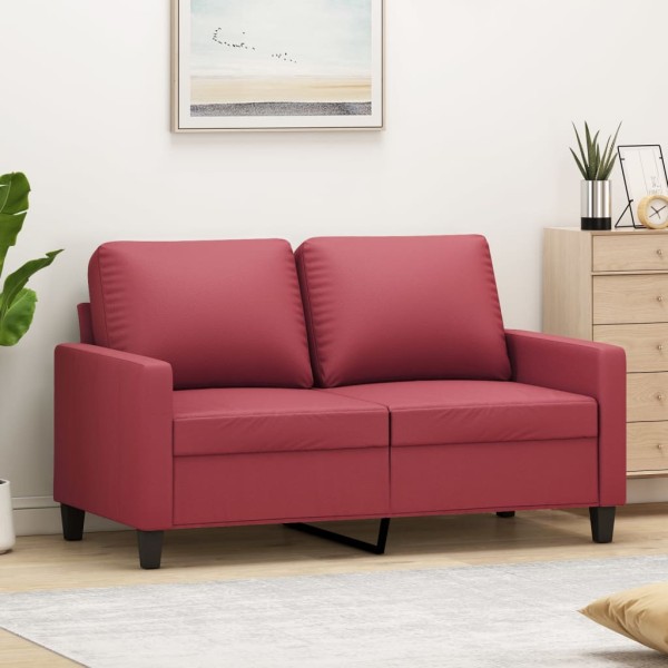 Double sofa, red wine color, 120cm, artificial leather