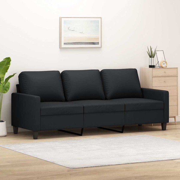 Three-seater sofa, black, 180cm, artificial leather