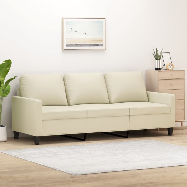 Three-seater sofa, cream color, 180cm, artificial leather