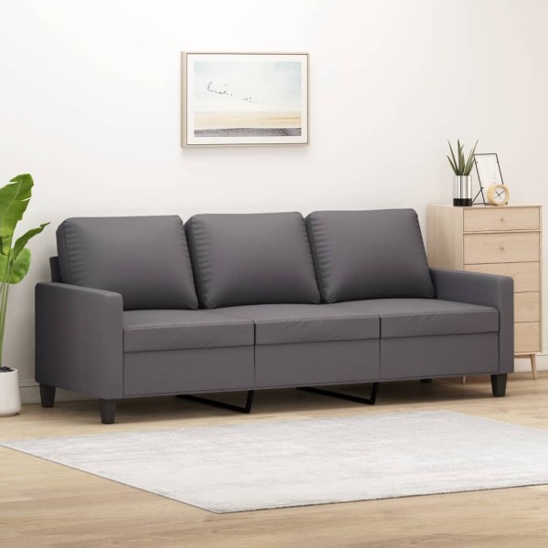 Three-seater sofa, gray, 180cm, artificial leather
