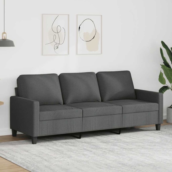 Trivietė sofa, tamsiai pilkos spalvos, 180cm, audinys