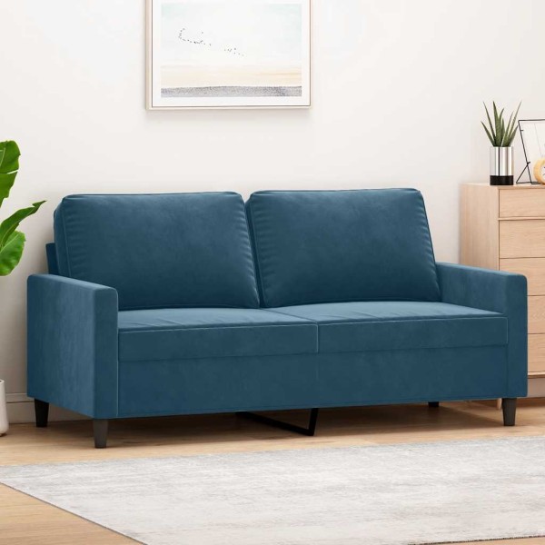 Double sofa, blue, 140cm, velvet