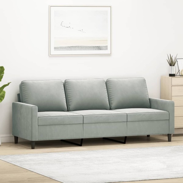 Three-seater sofa, light gray, 180cm, velvet