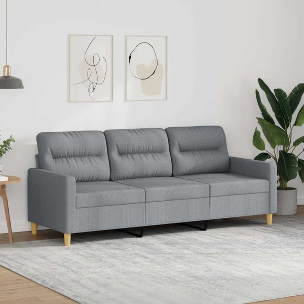 Trivietė sofa, šviesiai pilkos spalvos, 180cm, audinys