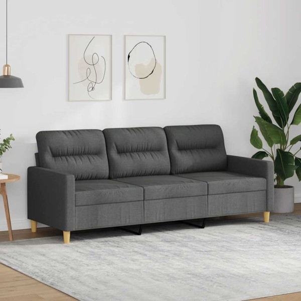 Three-seater sofa, dark gray, 180cm, fabric