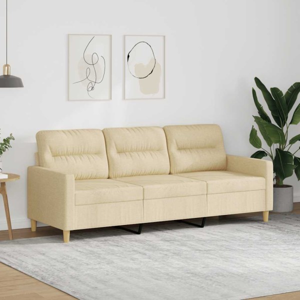 Three-seater sofa, cream color, 180cm, fabric