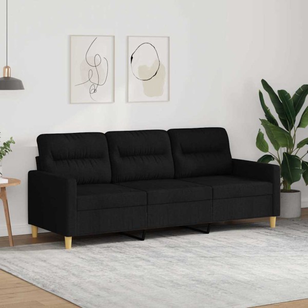 Three-seater sofa, black, 180cm, fabric