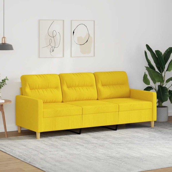 Three-seater sofa, light yellow, 180cm, fabric