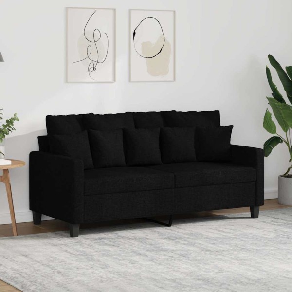 Double sofa, black, 140cm, fabric