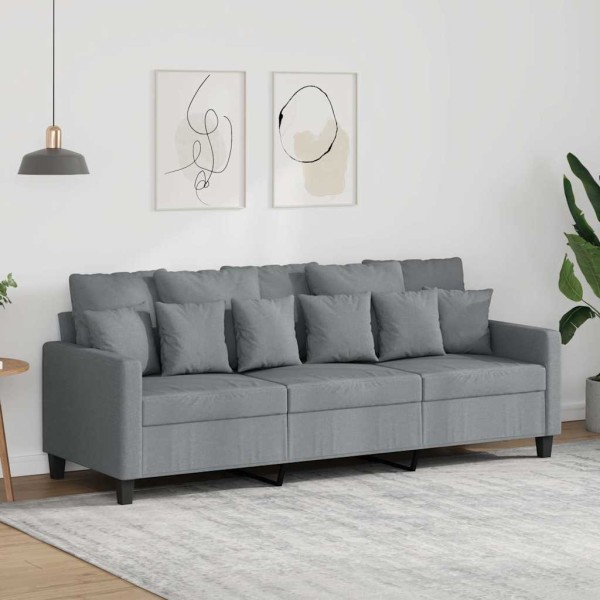 Three-seater sofa, light gray, 180cm, fabric