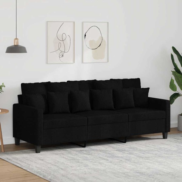 Three-seater sofa, black, 180cm, fabric