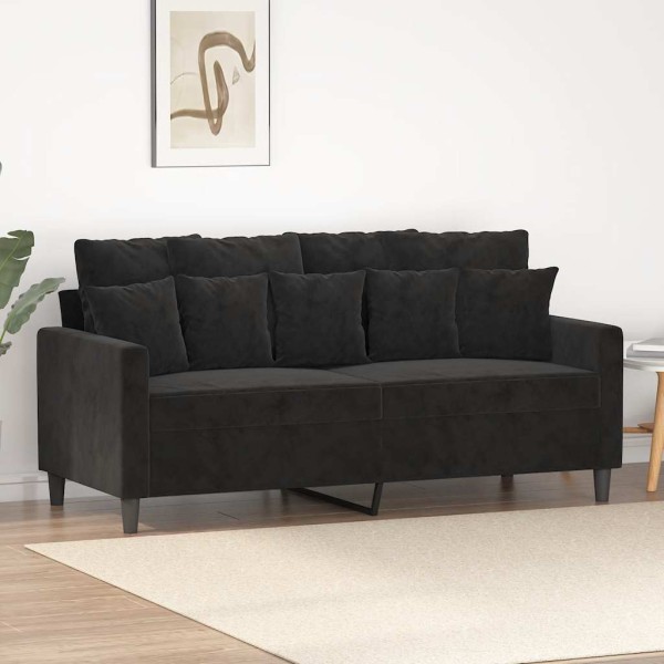 Double sofa, black, 140cm, velvet