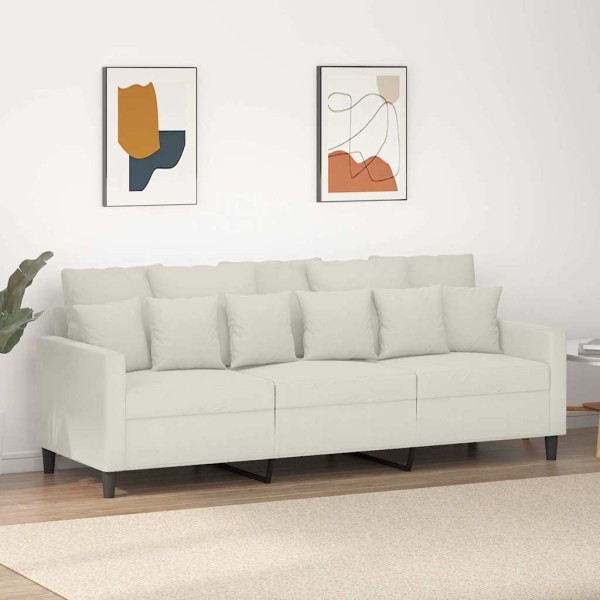 Three-seater sofa, cream color, 180cm, velvet