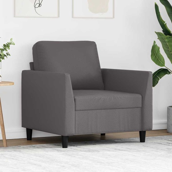 Armchair, gray, 60cm, artificial leather