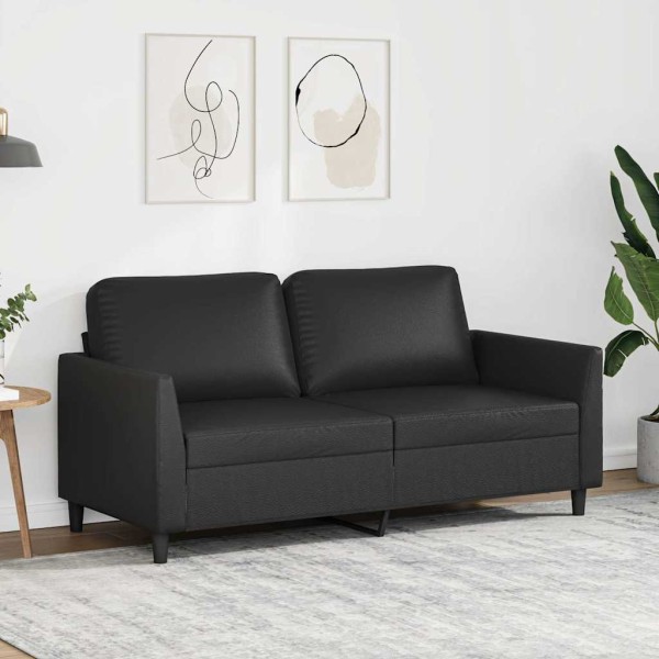 Dvivietė sofa, juodos spalvos, 140cm, dirbtinė oda