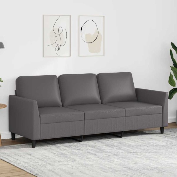 Trivietė sofa, pilkos spalvos, 180cm, dirbtinė oda