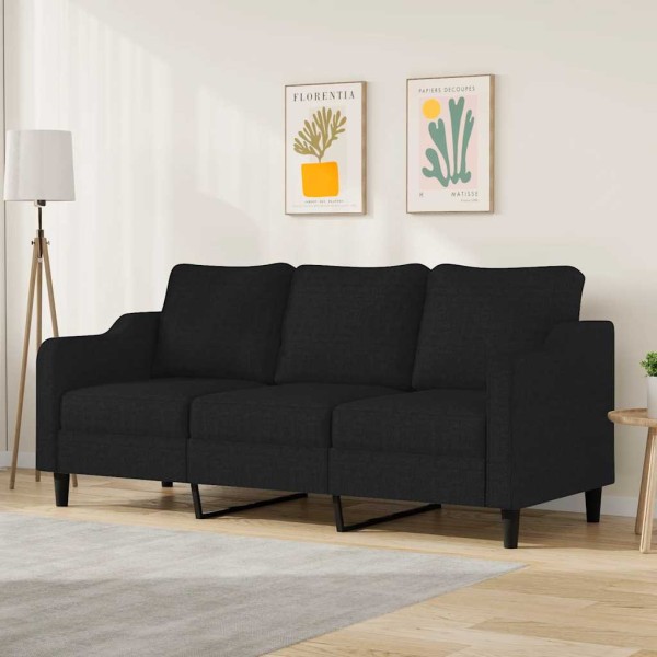 Three-seater sofa, black, 180cm, fabric