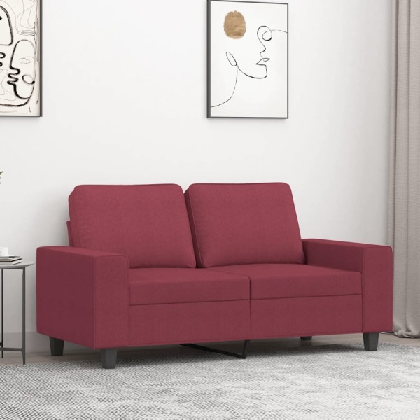 Double sofa, red wine color, 120cm, fabric