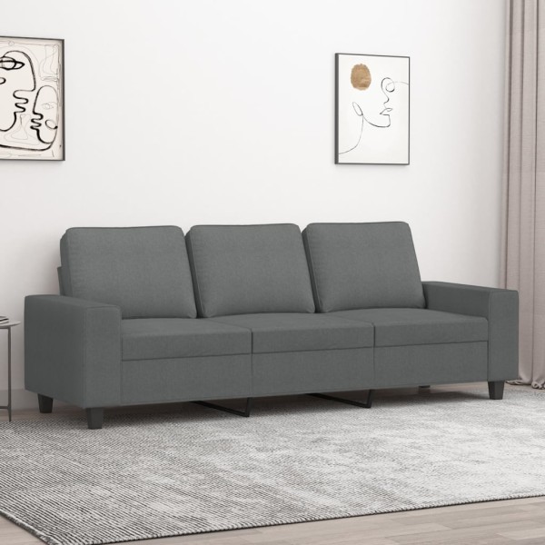 Three-seater sofa, dark gray, 180cm, fabric