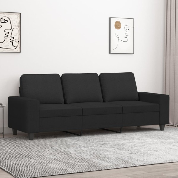 Three-seater sofa, black, 180cm, fabric