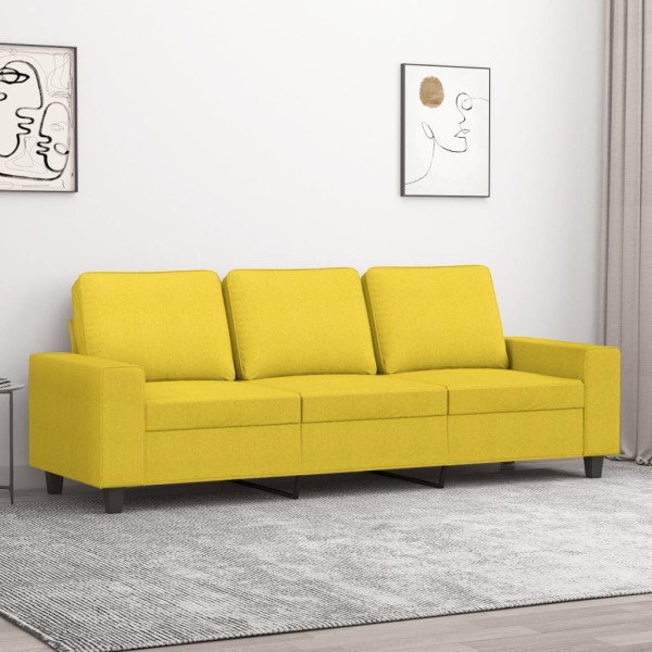 Three-seater sofa, light yellow, 180cm, fabric