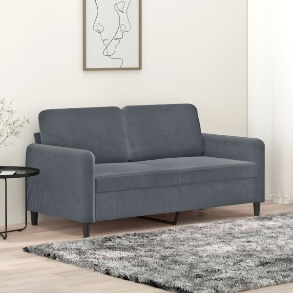 Double sofa, dark gray, 140cm, velvet