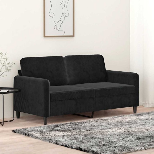 Double sofa, black, 140cm, velvet