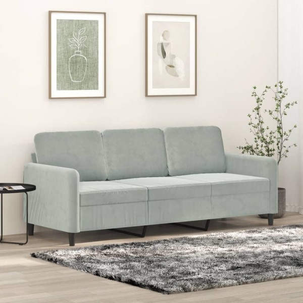 Three-seater sofa, light gray, 180cm, velvet