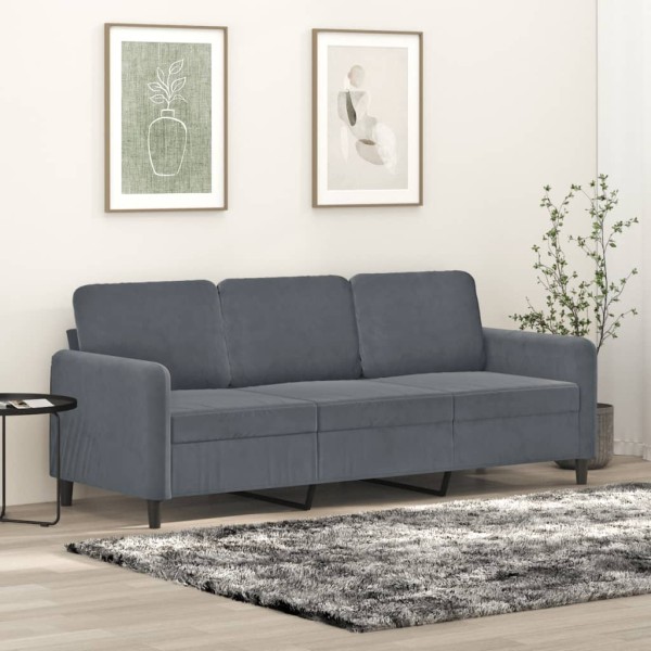 Three-seater sofa, dark gray, 180cm, velvet