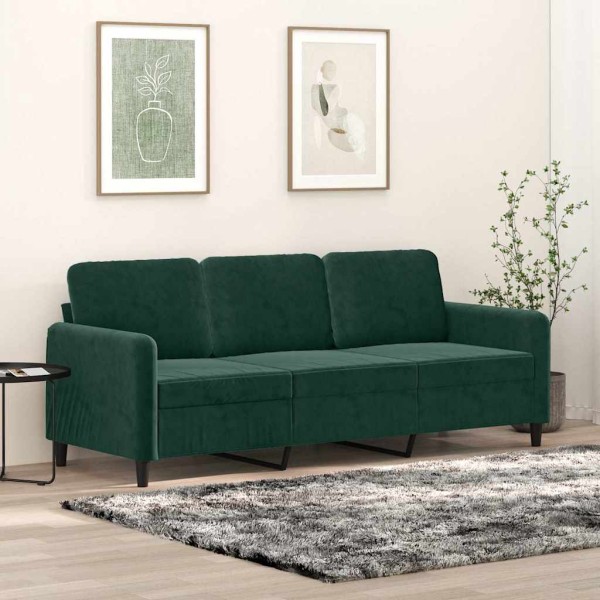 Three-seater sofa, dark green, 180cm, velvet